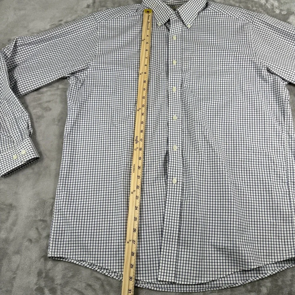 LL Bean Shirt Mens Large Black Blue Lines Wrinkle Resistant Button Down  0 MT78